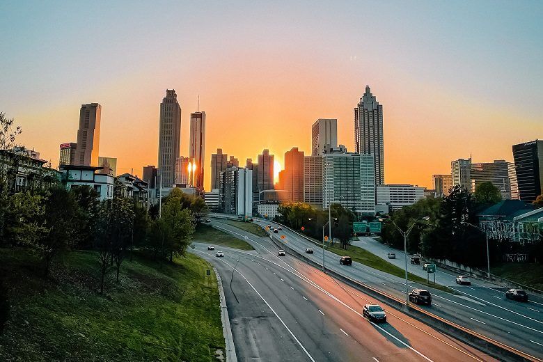 Romantic Atlanta Skyline Sunset