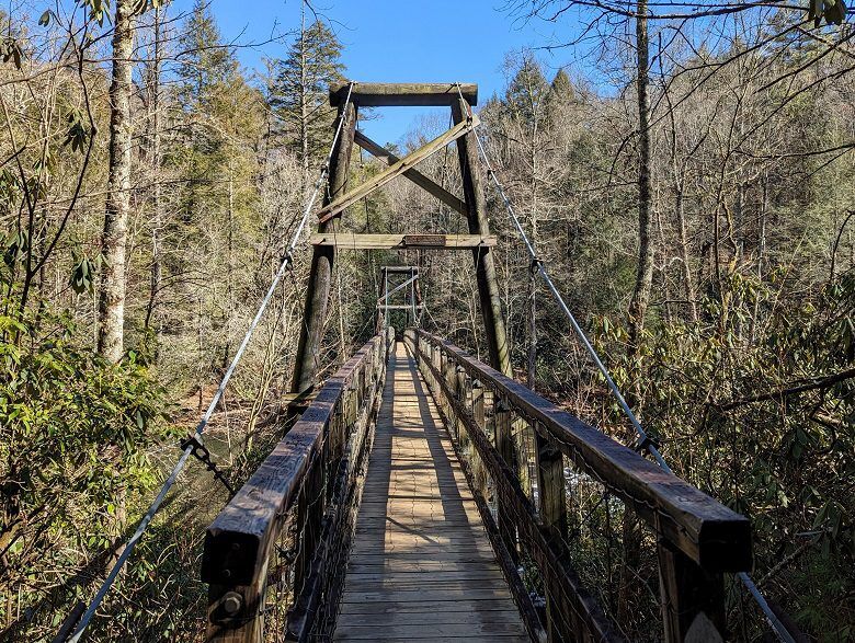 Swinging Bridge on the Toccoa River, Blue Ridge, Georgia